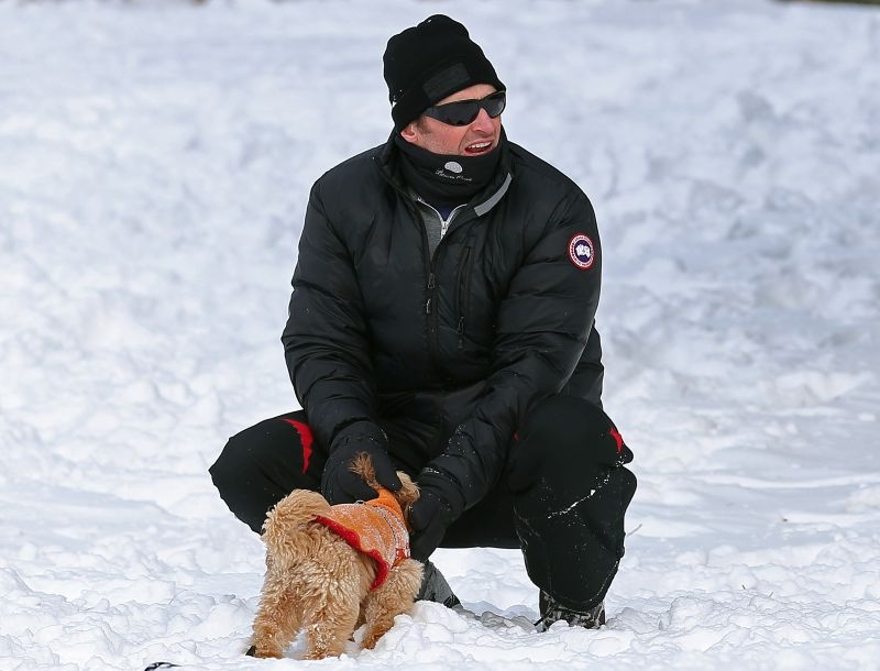Ο Hugh Jackman παίζει χιονοπόλεμο μαζί με τα σκυλιά του